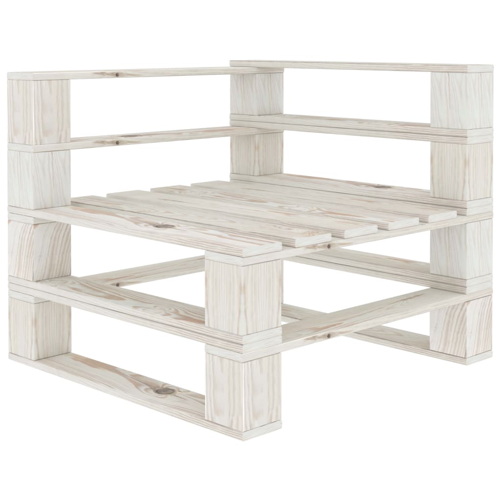 vidaXL Juego de muebles de palés para jardín 6 piezas madera blanco