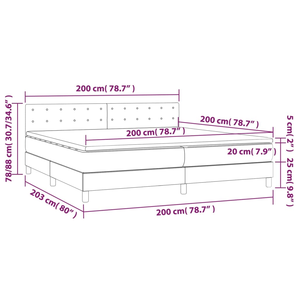 vidaXL Cama box spring con colchón cuero sintético blanco 200x200 cm