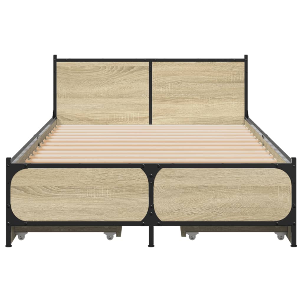 vidaXL Cama con cajones madera ingeniería roble Sonoma 75x190 cm