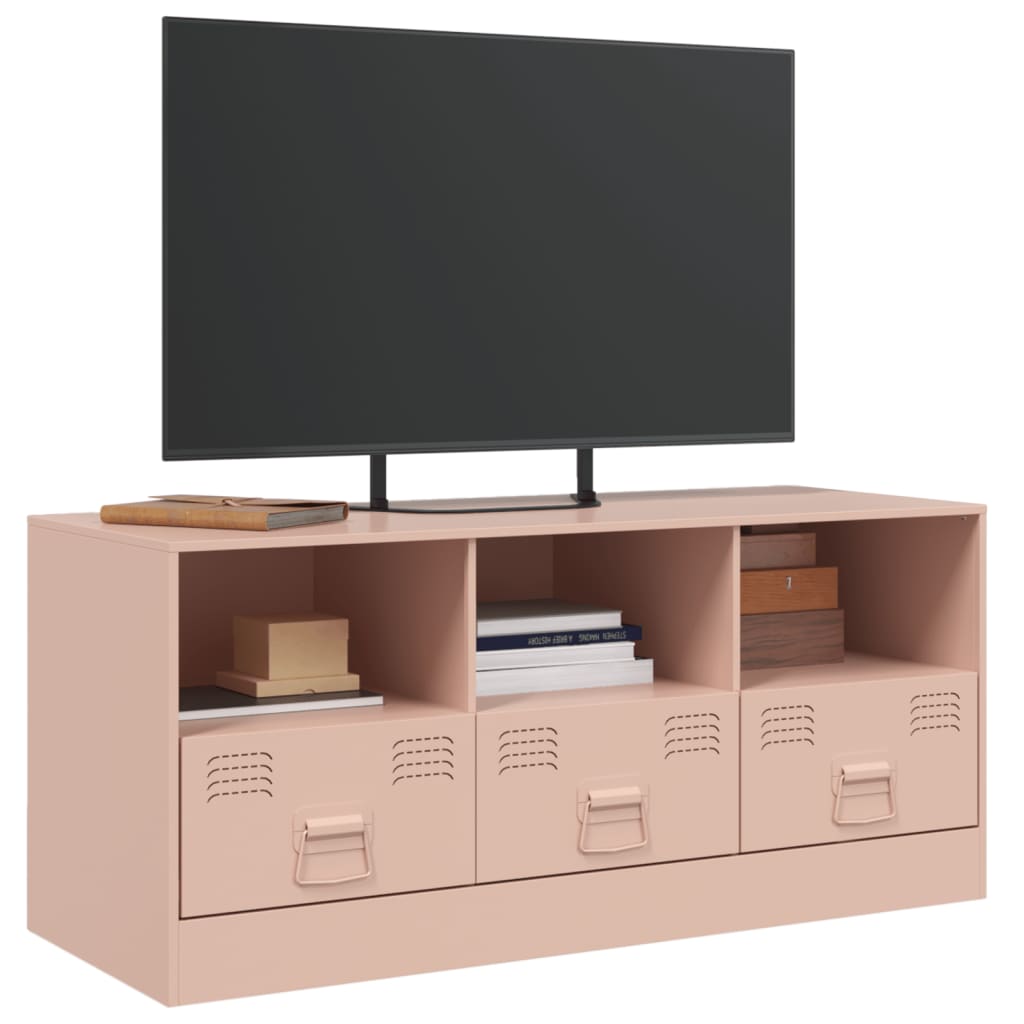 vidaXL Mueble para TV de acero rosa 99x39x44 cm