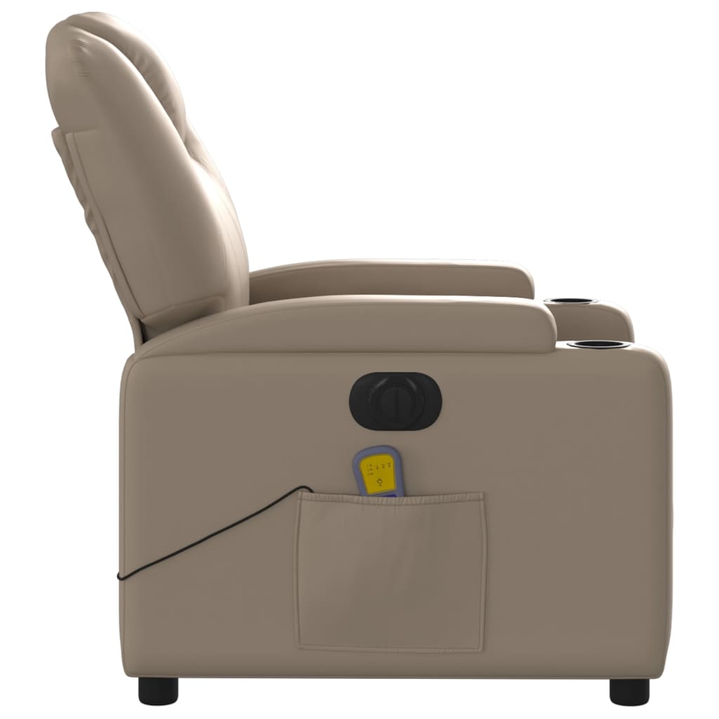 vidaXL Sillón reclinable de masaje eléctrico cuero sintético capuchino