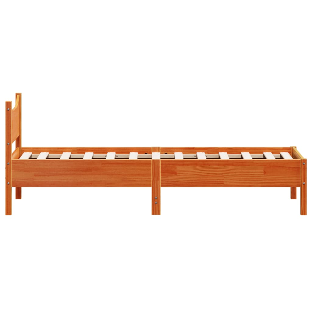 vidaXL Cama sin colchón madera maciza de pino marrón cera 100x200 cm