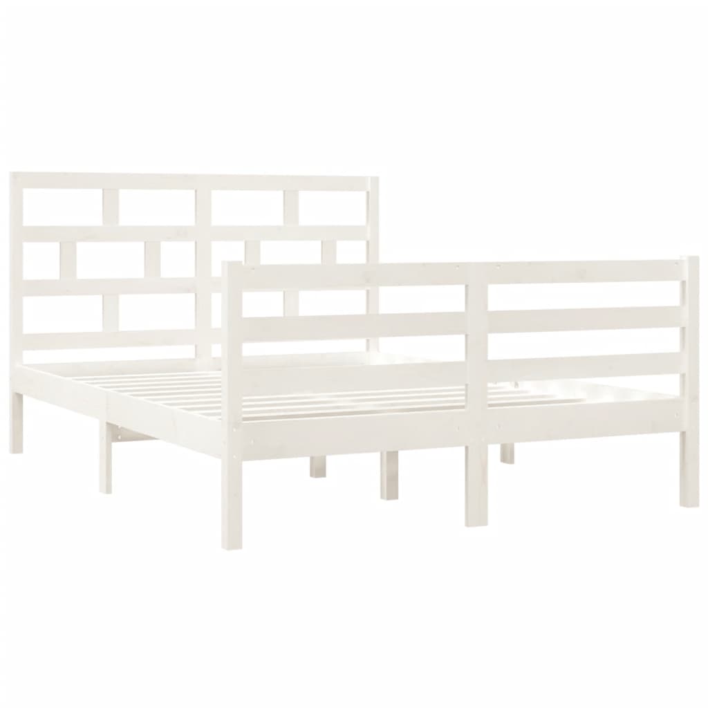 vidaXL Estructura de cama doble de madera maciza blanco 135x190 cm