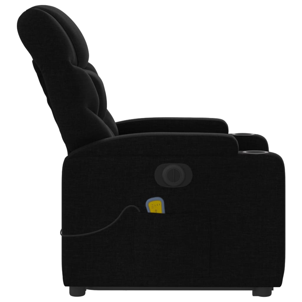 vidaXL Sillón de masaje eléctrico reclinable elevable tela negro