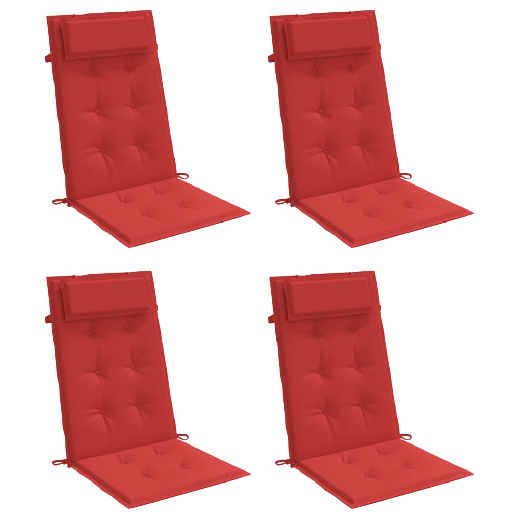 vidaXL Cojines de silla con respaldo alto 4 uds tela Oxford rojo