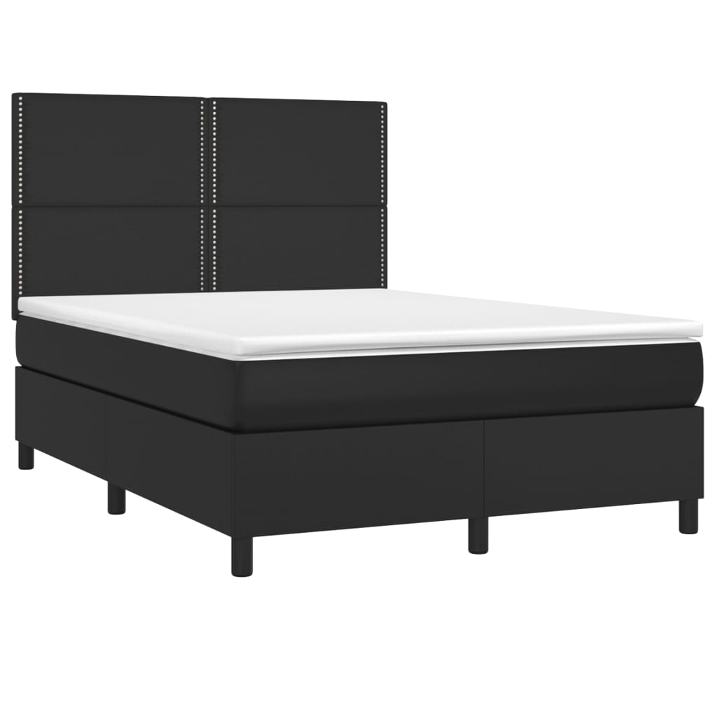 vidaXL Cama box spring con colchón cuero sintético negro 140x190 cm