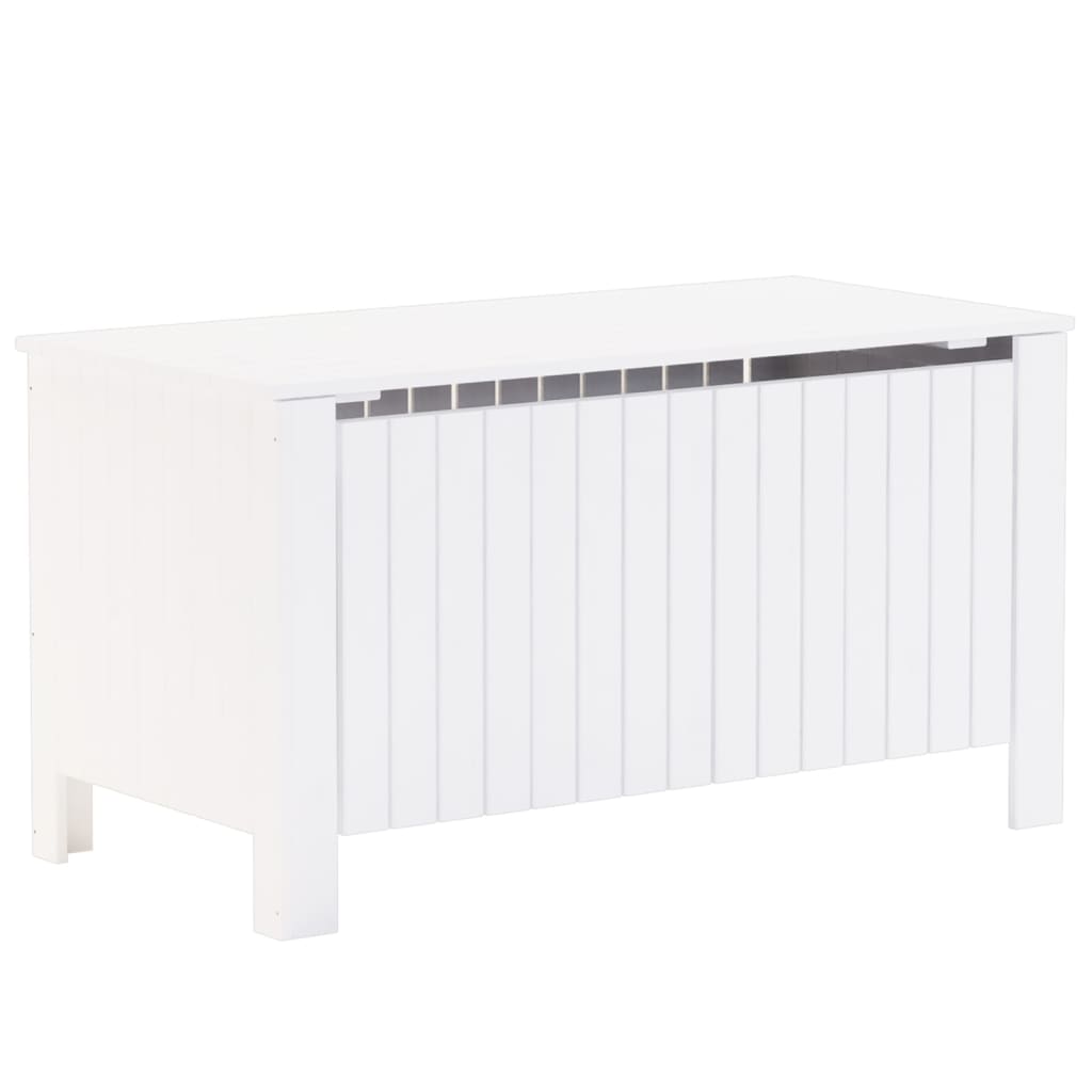 vidaXL Caja de almacenaje y tapa RANA madera maciza blanca 100x49x54cm