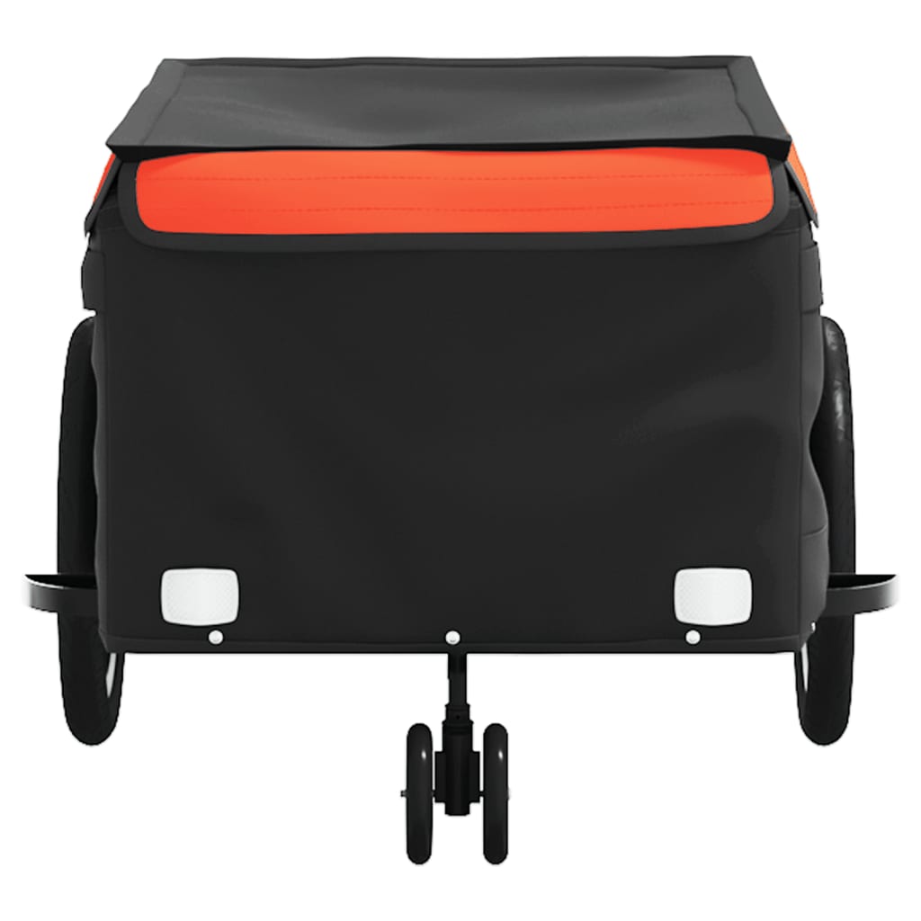 vidaXL Remolque para bicicleta hierro negro y naranja 45 kg