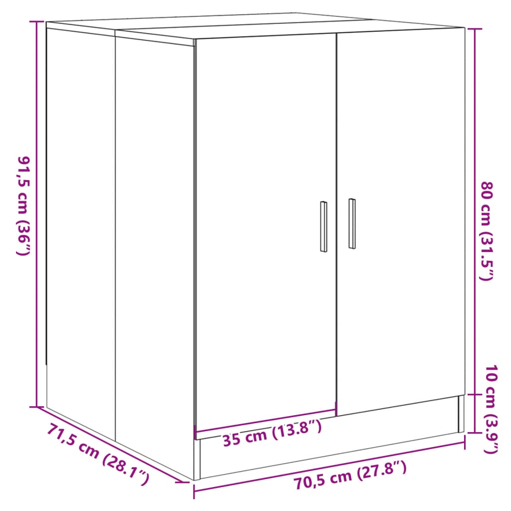 vidaXL Armario de lavadora roble Sonoma 70,5x71,5x91,5 cm