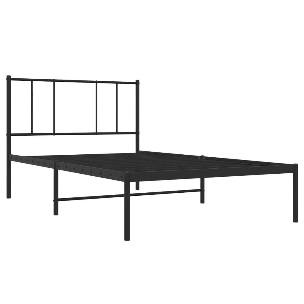 vidaXL Estructura cama sin colchón con cabecero metal negro 90x190 cm