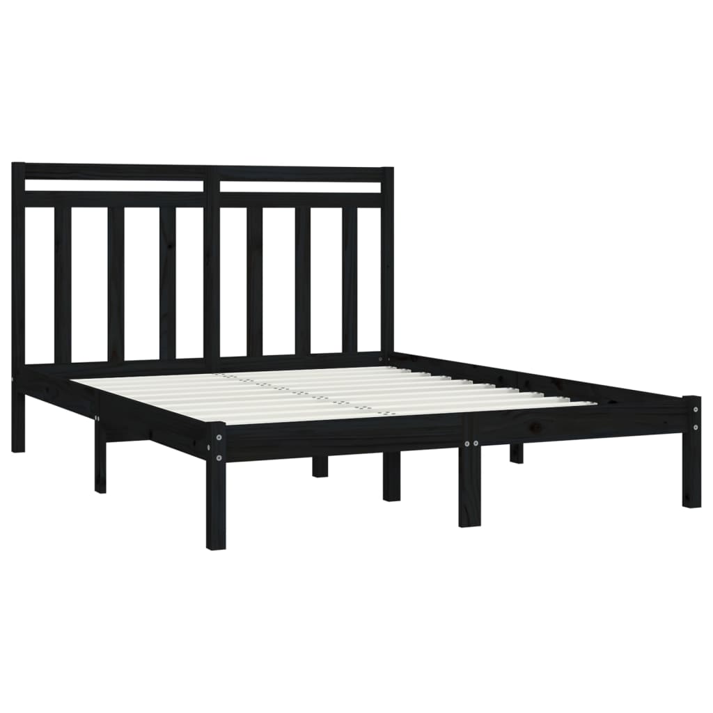 vidaXL Estructura de cama madera maciza de pino negro 120x200 cm