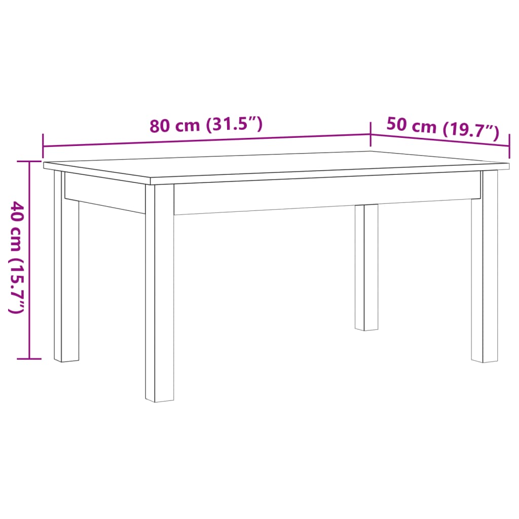 vidaXL Mesa de centro madera maciza de pino marrón cera 80x50x40 cm