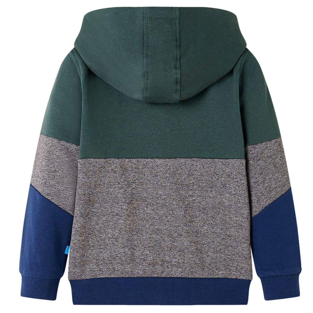 Sudadera infantil con capucha y cremallera verde oscuro 104