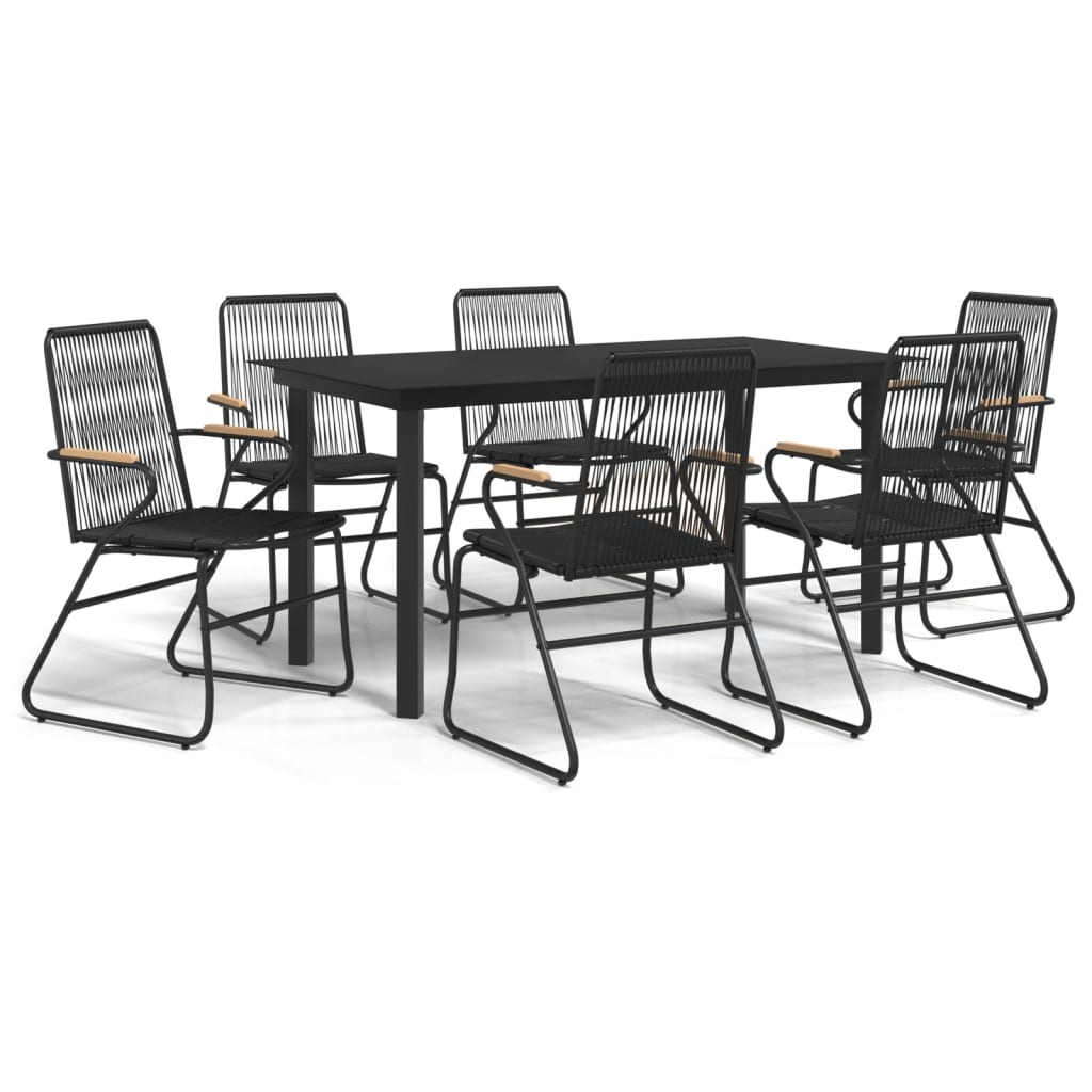 vidaXL Juego de comedor para jardín 7 piezas ratán PVC negro