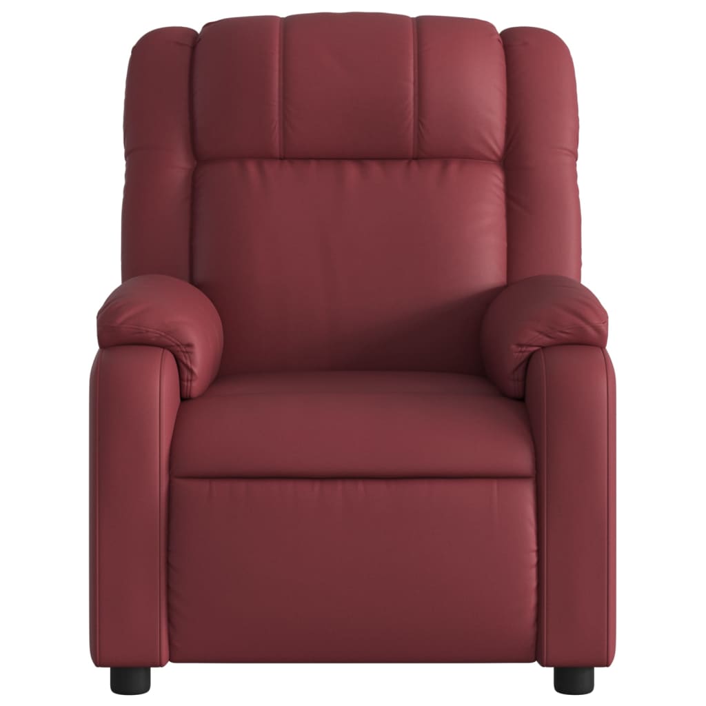 vidaXL Sillón de masaje reclinable cuero sintético rojo tinto