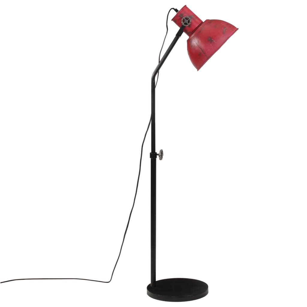 vidaXL Lámpara de pie rojo desgastado 25 W E27 30x30x90-150 cm