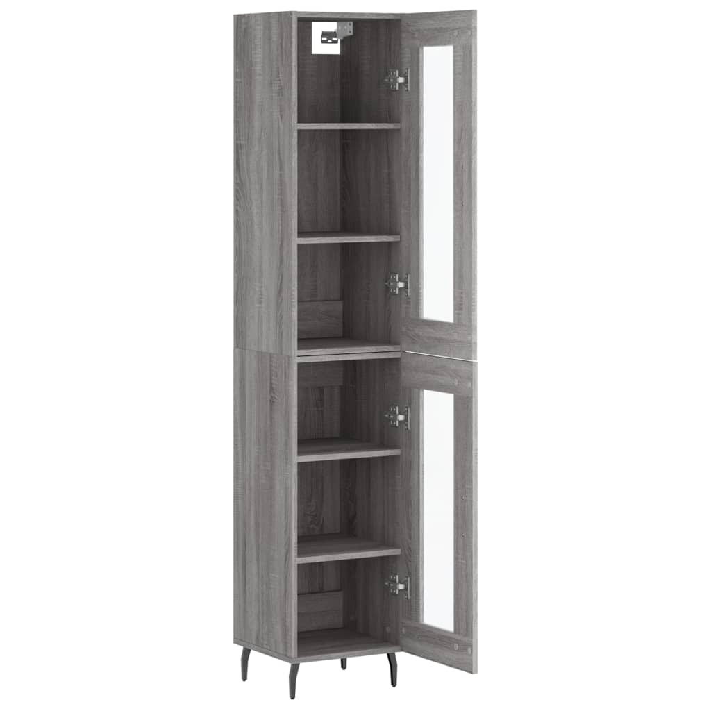 vidaXL Aparador alto madera contrachapada gris Sonoma 34,5x34x180 cm