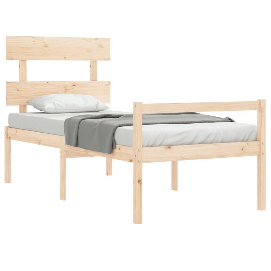 vidaXL Cama para personas mayores con cabecero madera maciza