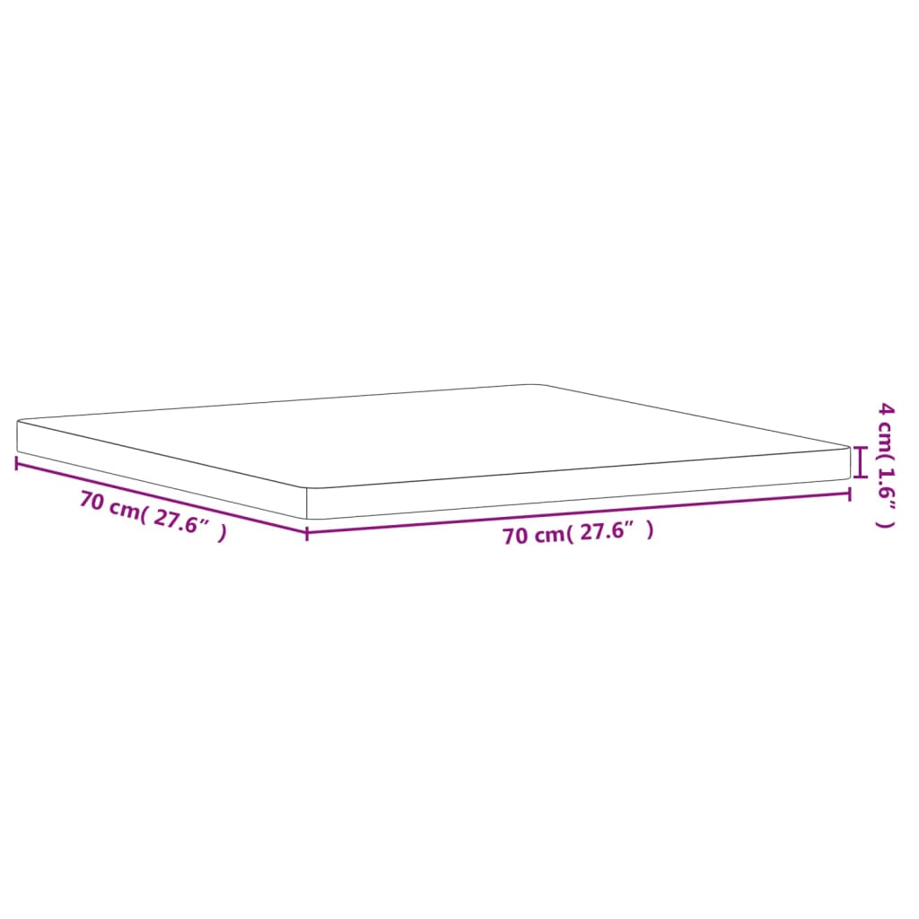 vidaXL Tablero de mesa cuadrado de madera maciza de haya 70x70x4 cm