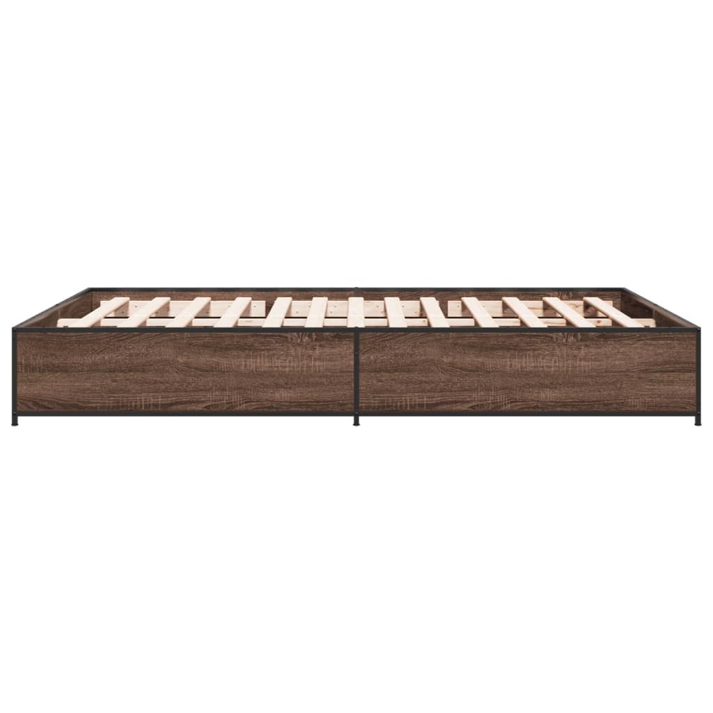 vidaXL Estructura cama madera ingeniería metal marrón roble 150x200 cm