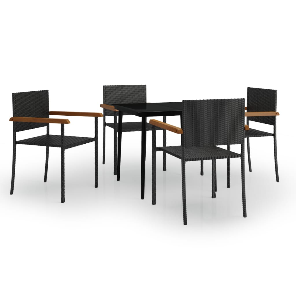 vidaXL Juego de comedor para jardín 5 piezas negro