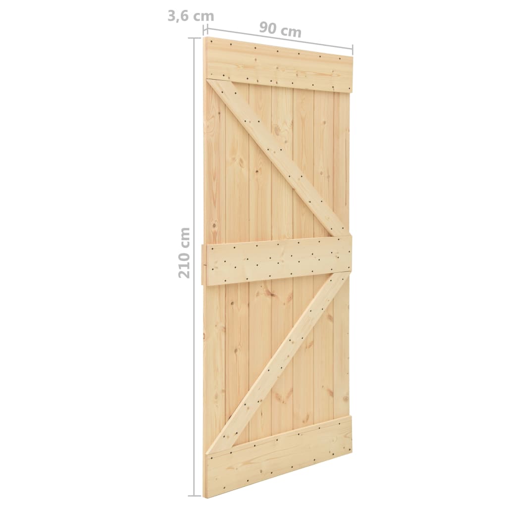 vidaXL Puerta corredera con herrajes madera maciza de pino 90x210 cm