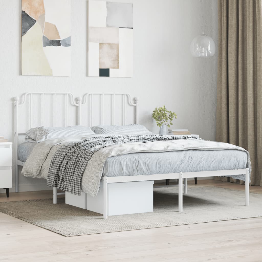 vidaXL Estructura cama sin colchón con cabecero metal blanco 150x200cm