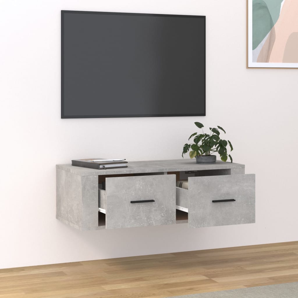 vidaXL Mueble de TV colgante madera gris hormigón 80x36x25 cm