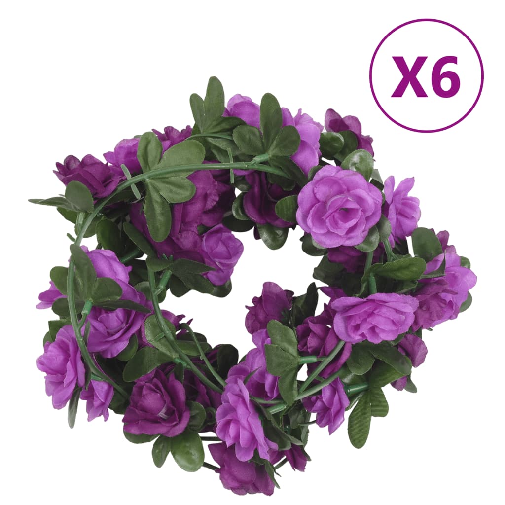 vidaXL Guirnaldas de flores de Navidad 6 uds morado claro 240 cm