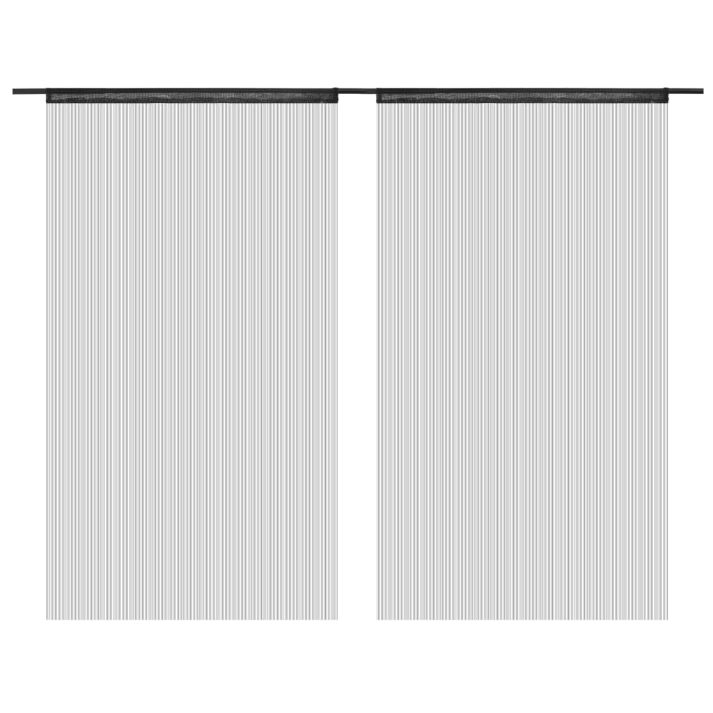 vidaXL Cortinas de flecos 2 piezas 100x250 cm negras