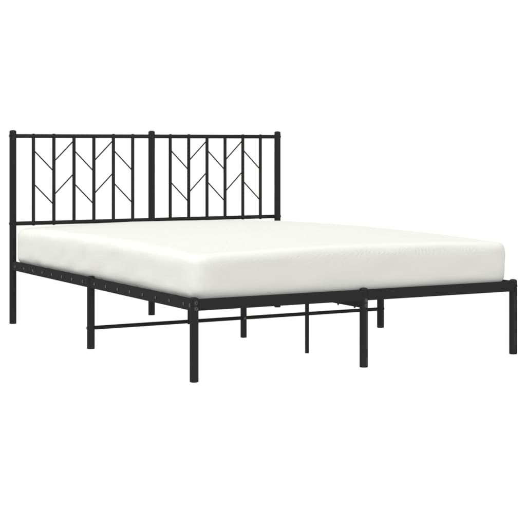 vidaXL Estructura de cama con cabecero metal negro 140x200 cm