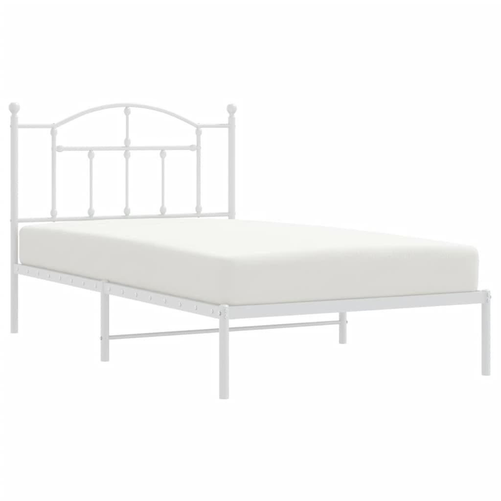 vidaXL Estructura de cama de metal con cabecero blanco 100x190 cm