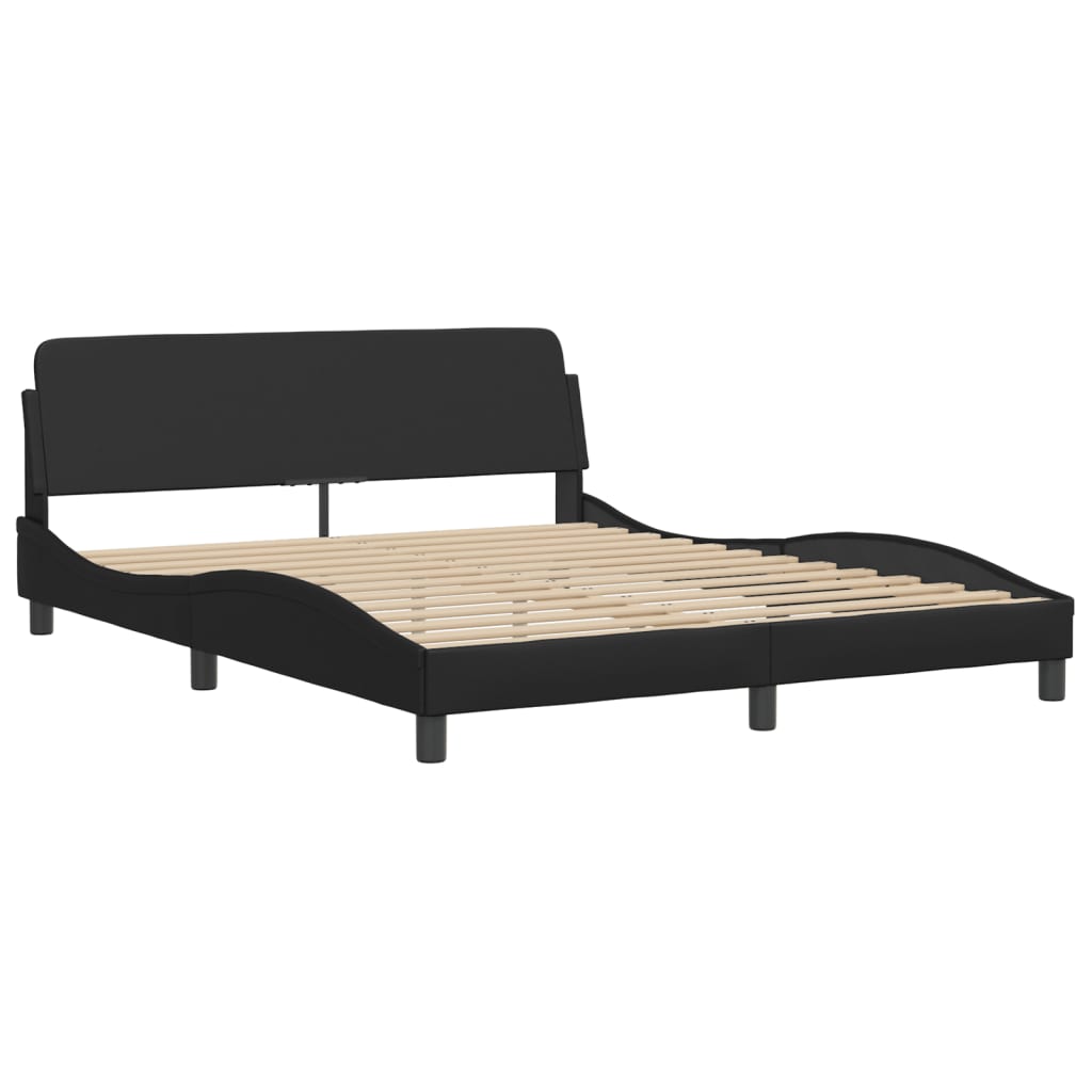 vidaXL Estructura de cama sin colchón cuero sintético negro 160x200 cm