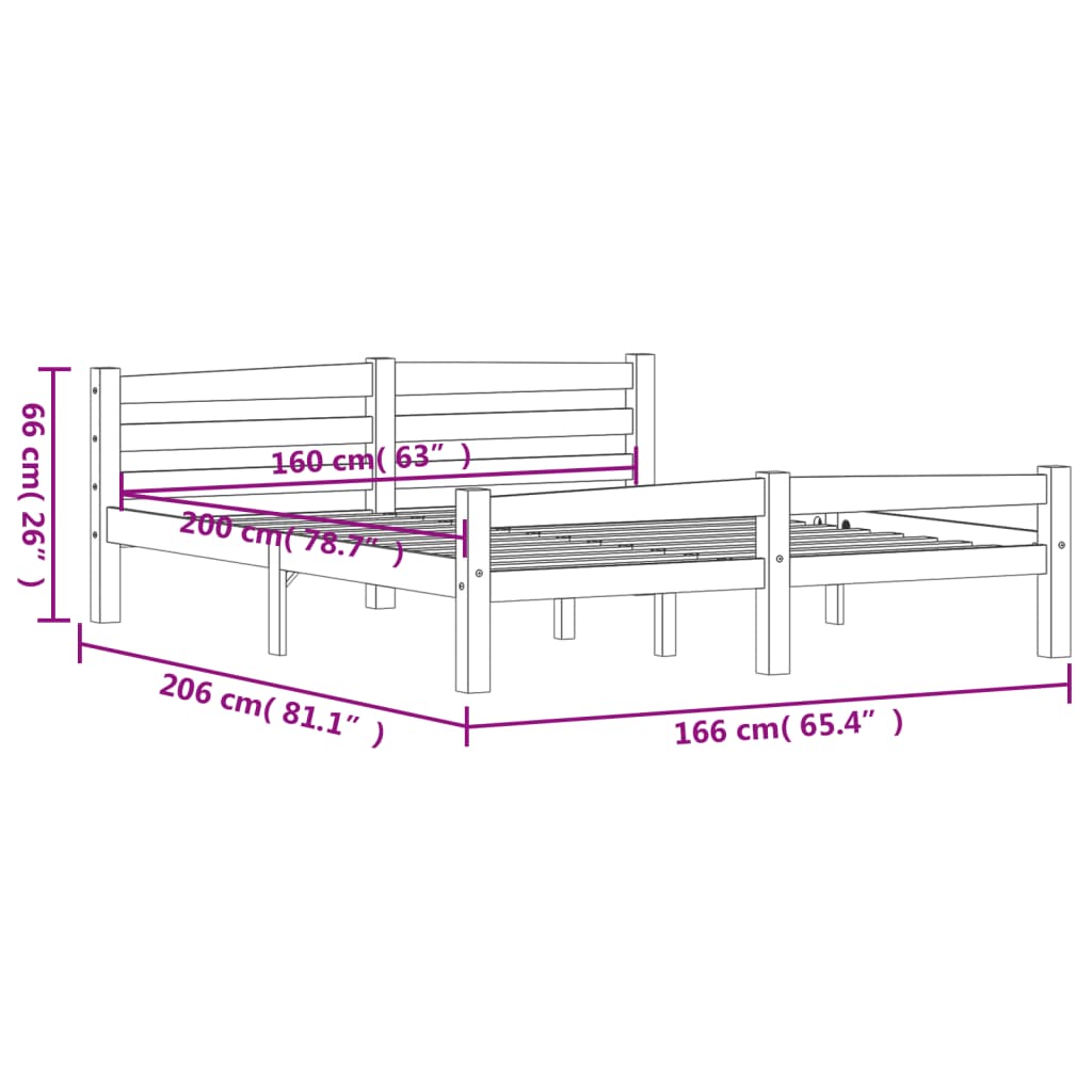 vidaXL Estructura cama sin colchón madera pino marrón miel 160x200 cm