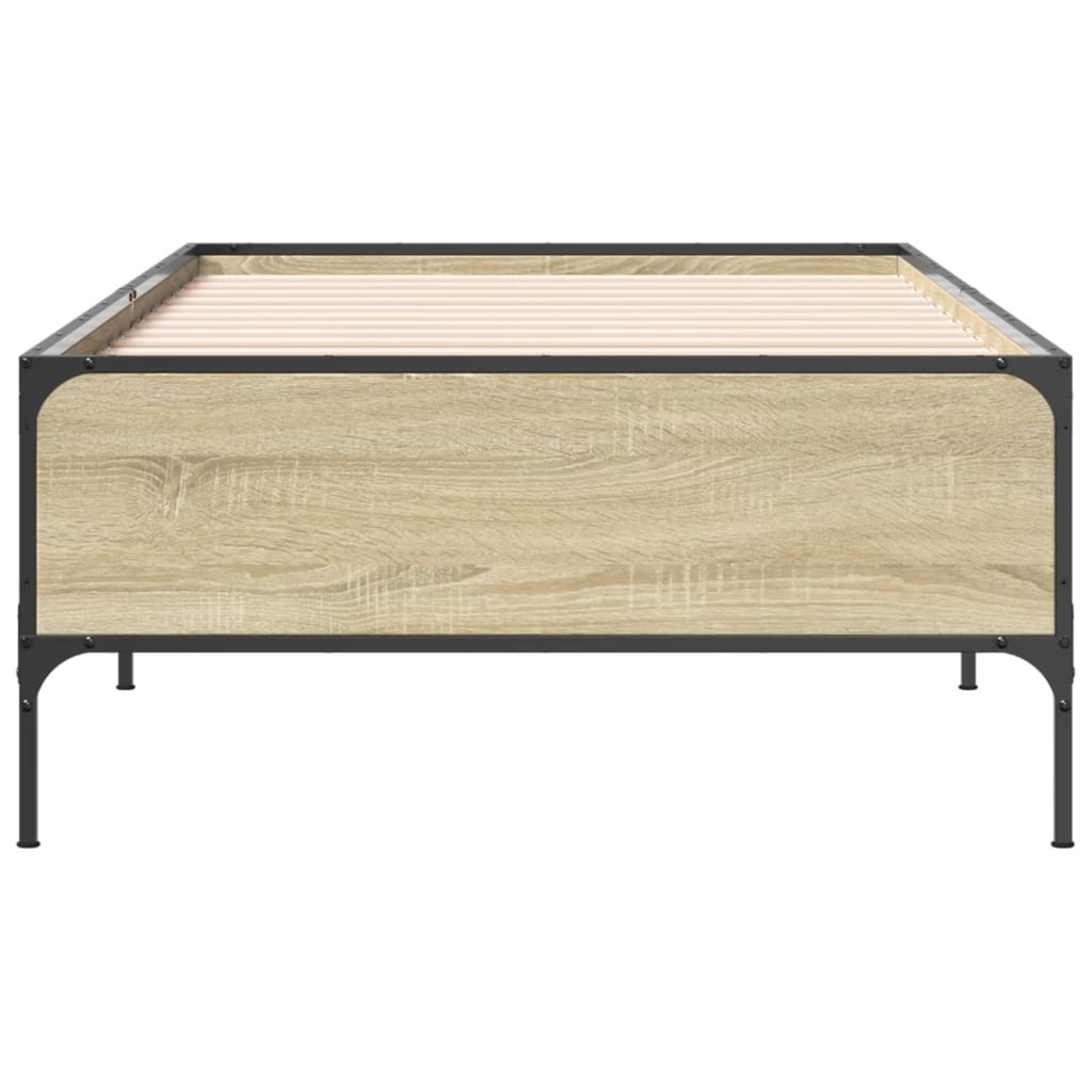 vidaXL Estructura cama madera ingeniería metal roble Sonoma 90x200 cm