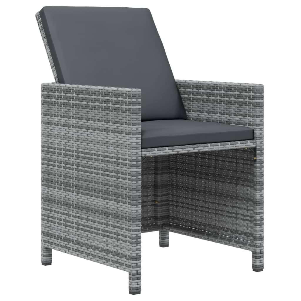 vidaXL Set de comedor jardín 21 pzas con cojines ratán sintético gris