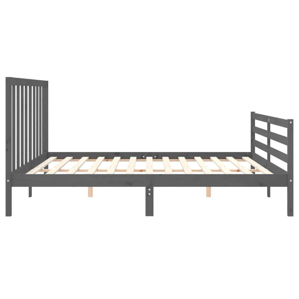 vidaXL Estructura de cama con cabecero madera maciza gris 200x200 cm