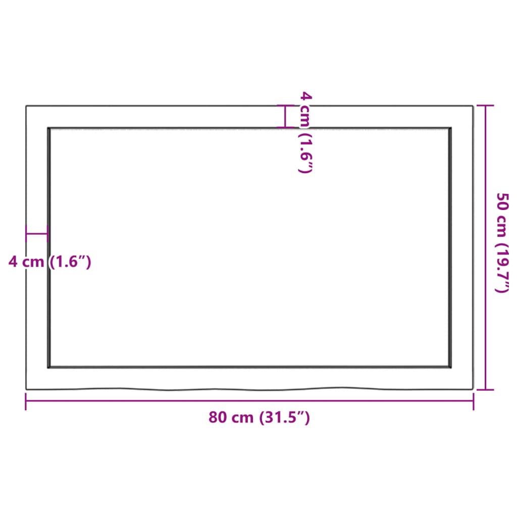 vidaXL Tablero de mesa madera maciza roble sin tratar 80x50x(2-6) cm