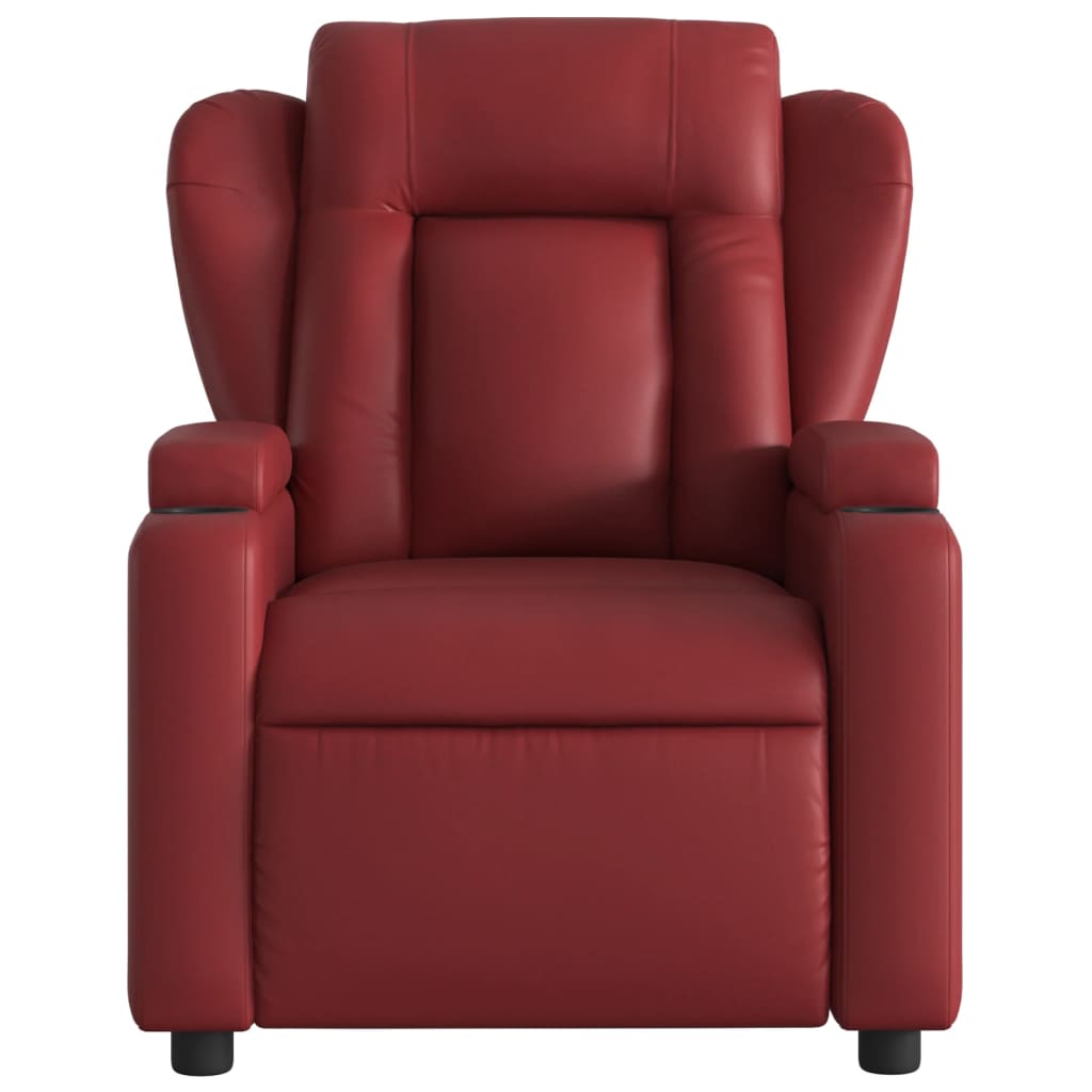 vidaXL Sillón de masaje reclinable de cuero artificial rojo tinto