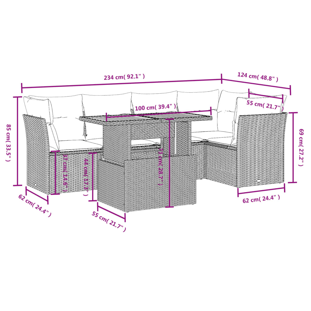 vidaXL Set de muebles de jardín 5 pzas y cojines ratán sintético negro