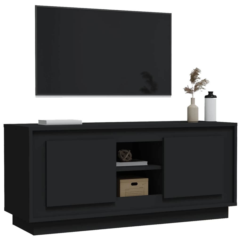 vidaXL Mueble de TV madera contrachapada negro 102x35x45 cm