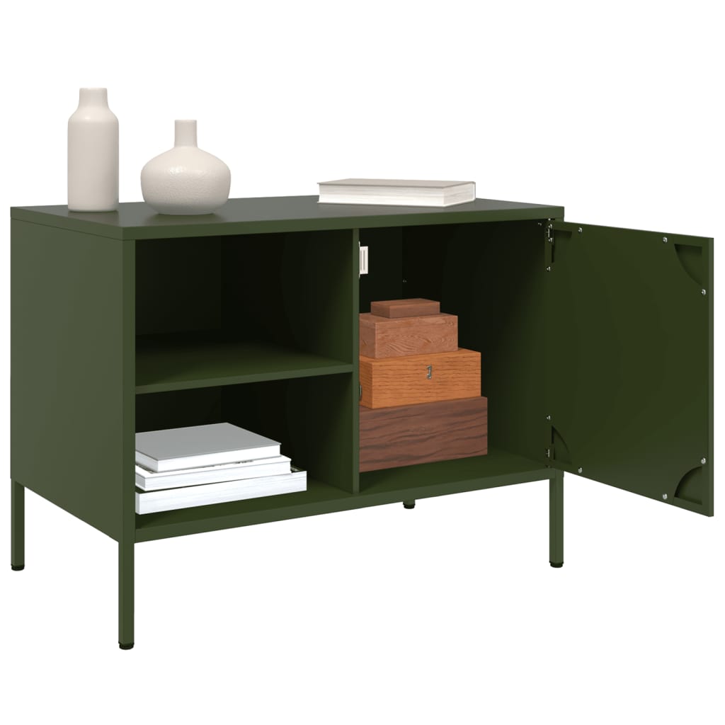 vidaXL Mueble de TV de acero verde oliva 68x39x50,5 cm