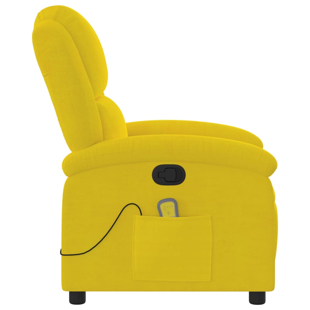 vidaXL Sillón de masaje reclinable de terciopelo amarillo