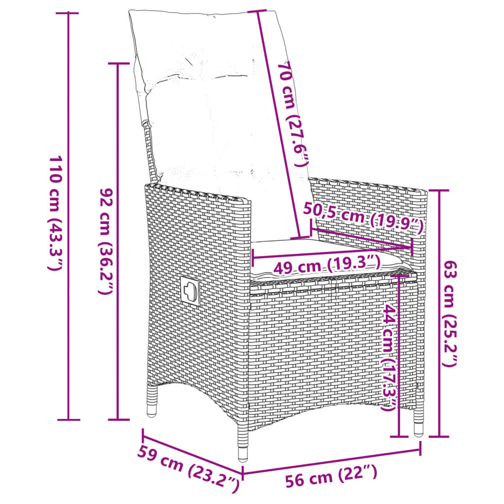 vidaXL Set de mesa y sillas de jardín 11 pzas y cojines ratán PE beige