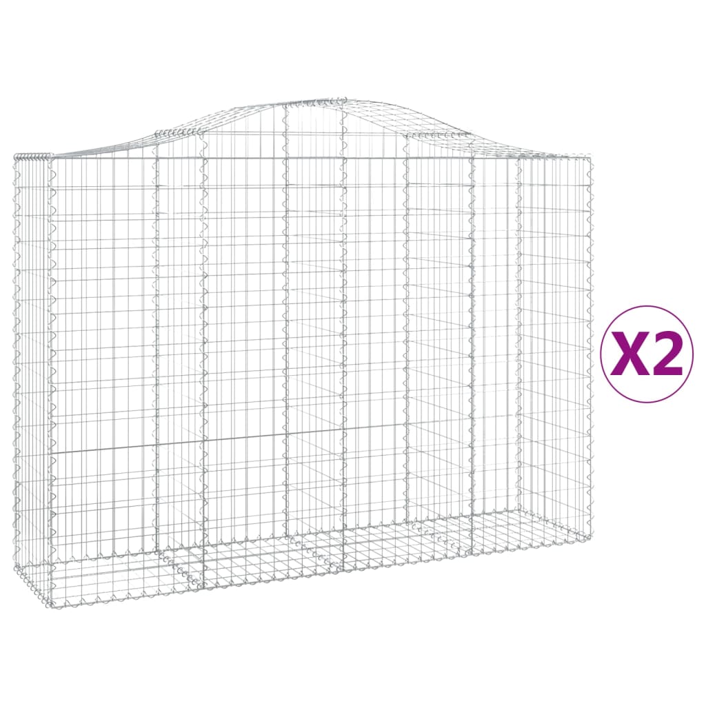 vidaXL Cestas de gaviones 2 uds forma de arco hierro 200x50x140/160 cm