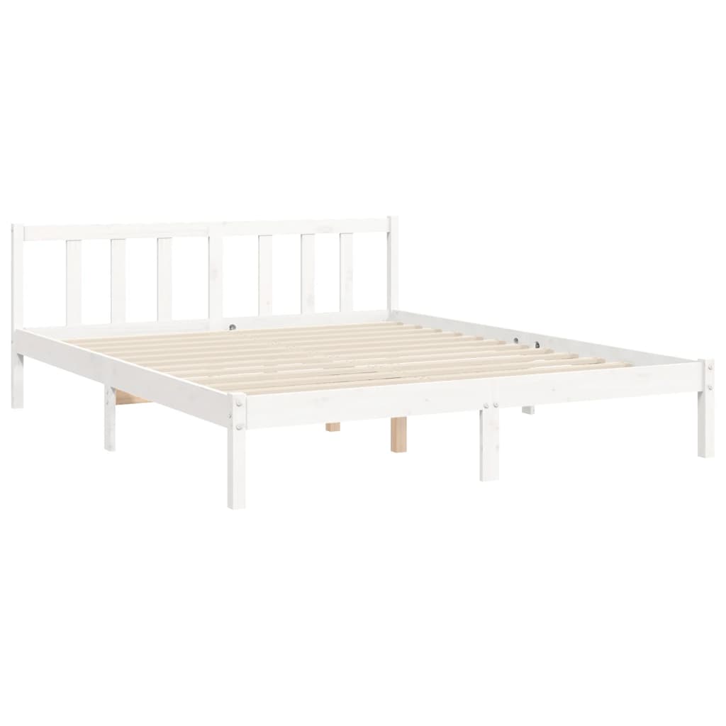 vidaXL Estructura de cama con cabecero madera maciza blanco 160x200 cm