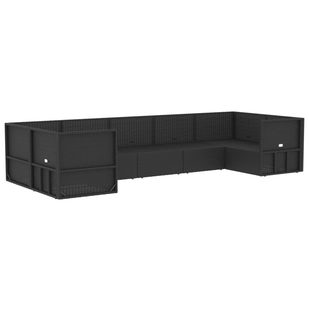 vidaXL Set de muebles de jardín y cojines 7 pzas ratán sintético negro