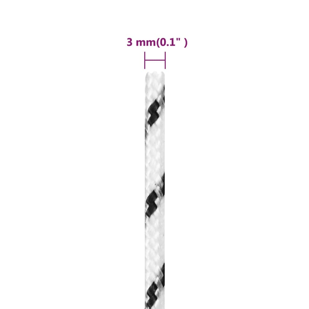 vidaXL Cuerda para barco trenzada poliéster blanco 3 mmx100 m