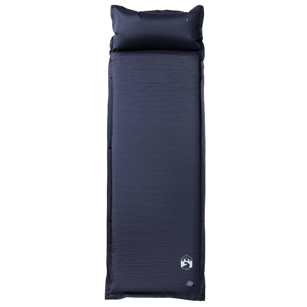 vidaXL Colchón de camping autoinflable con con almohada 1 persona gris