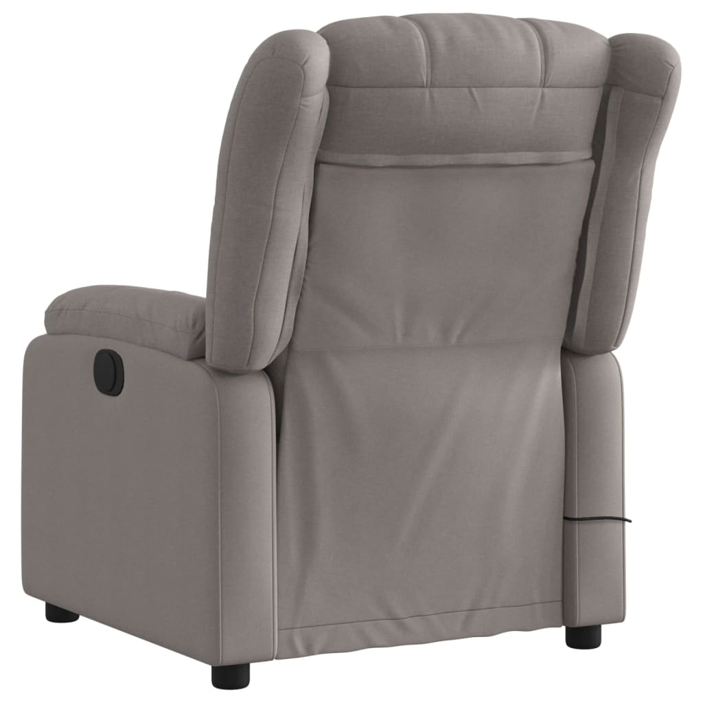 vidaXL Sillón reclinable de masaje eléctrico tela gris taupe